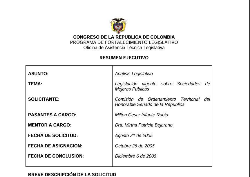 Legislación vigente sobre Sociedades de Mejoras Públicas